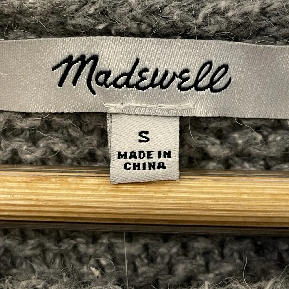 Madewell Knit Trumpet Sleeve Crew Sweater Oversized Gray Cozy Capsule Basic Sz S